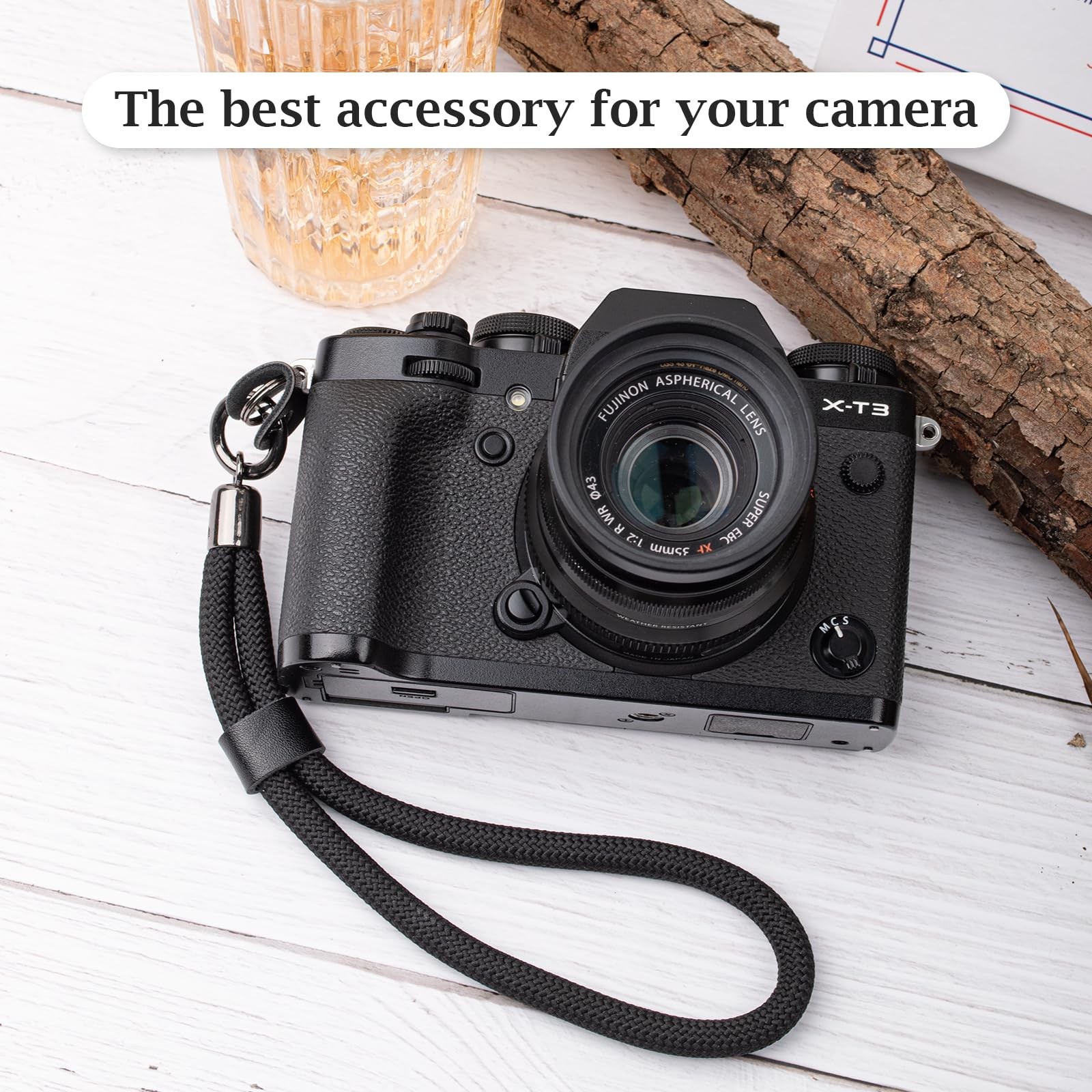 VOVMOEYA Camera Wrist Strap Rope,Camera Hand Compatible 15cm, Black