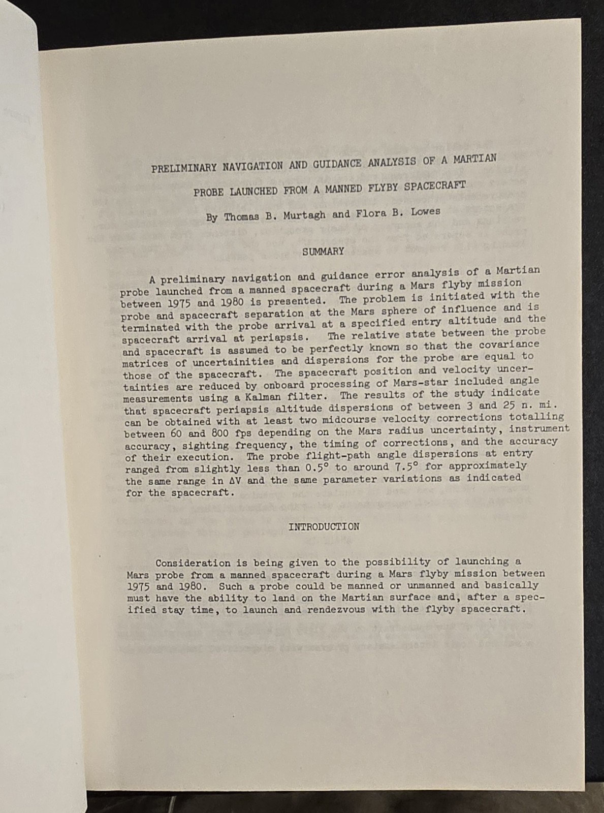 MARS MANNED SPACECRAFT MISSION FLYBY NASA ROCKET OPERATIONS INTERNAL ANALYSIS