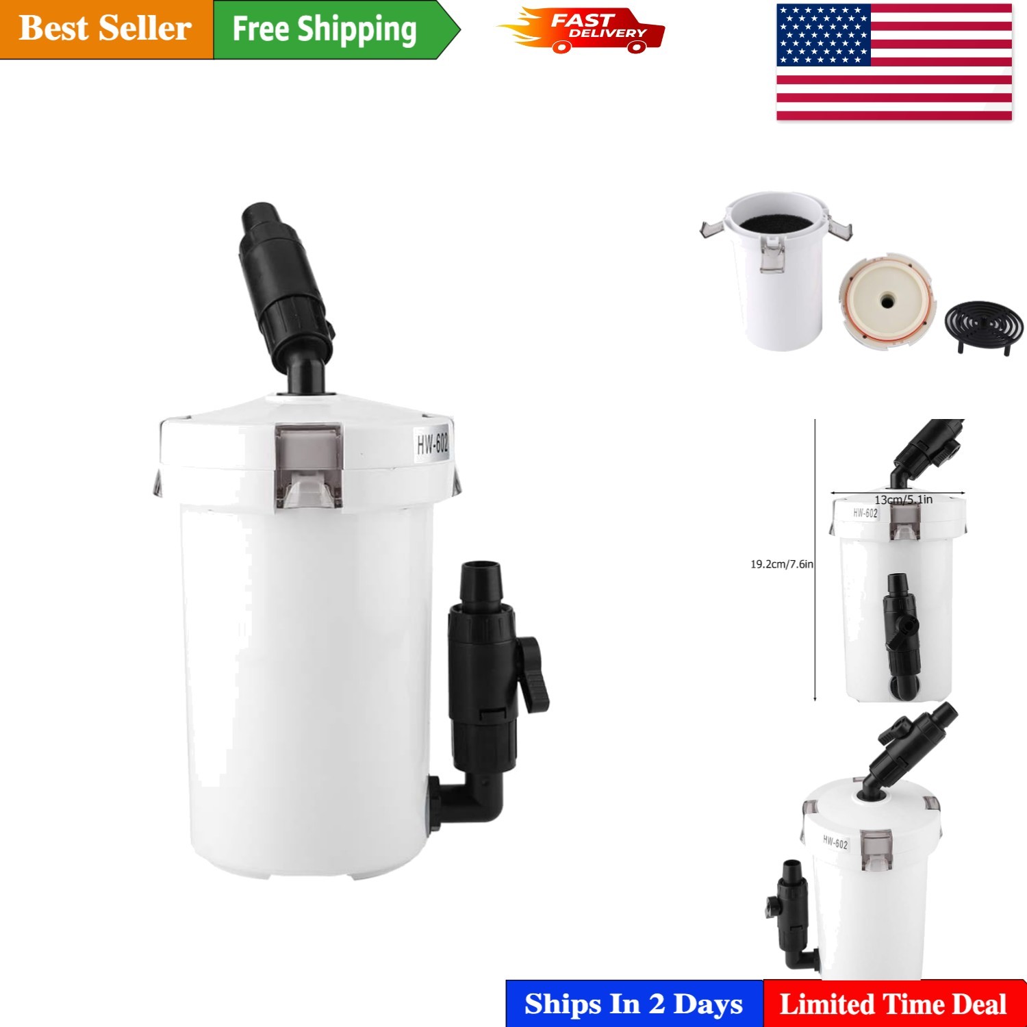 Silent Aquarium External Canister Filter for Fish - HW-602 & HW-603 Models