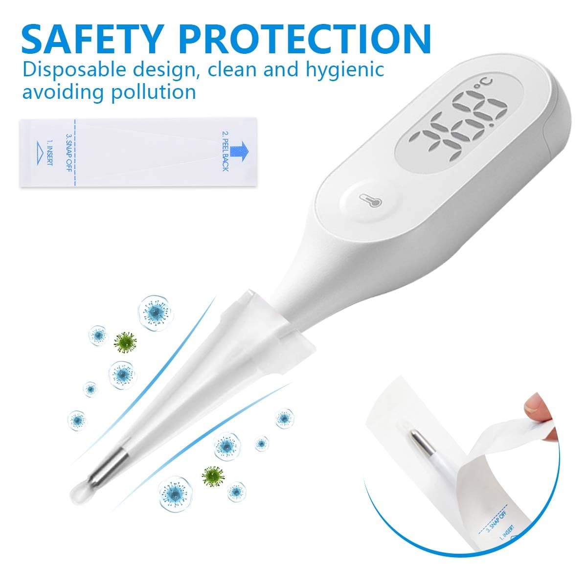 Digital Thermometer Probe Covers 100 Pack Clear Disposable Temperature Sleeves
