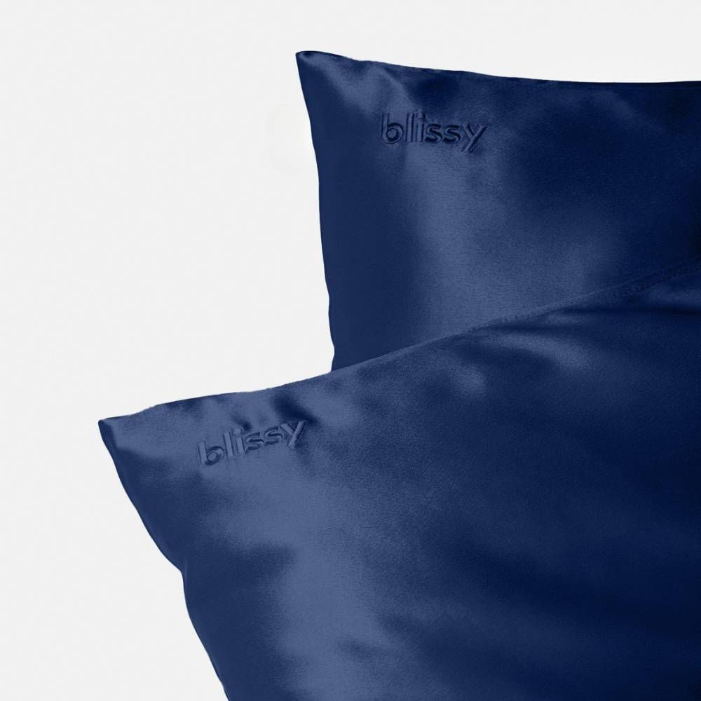 Blissy King 600 Thread Count Silk Pillowcase Navy Blue