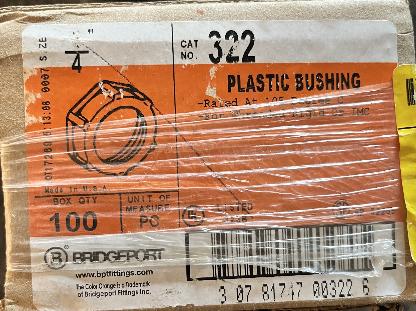 Bridgeport Plastic Bushing #322 3/4" Qty 100
