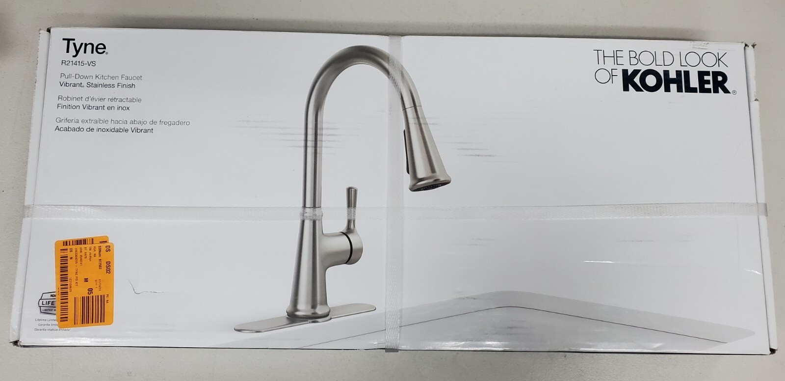 KOHLER Tyne Single Pull-Down Sprayer Kitchen Faucet Vibrant Stainless R21415-VS
