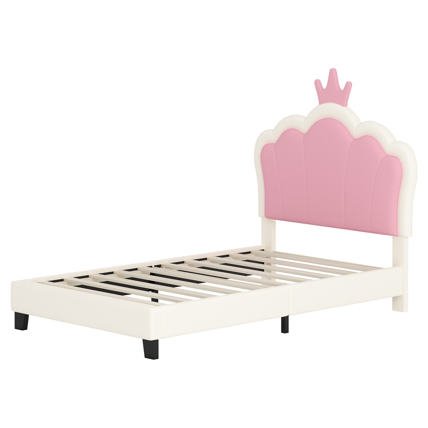 Twin/Full Size Bed Frame PU Upholstered Platform Bed w/ Headboard