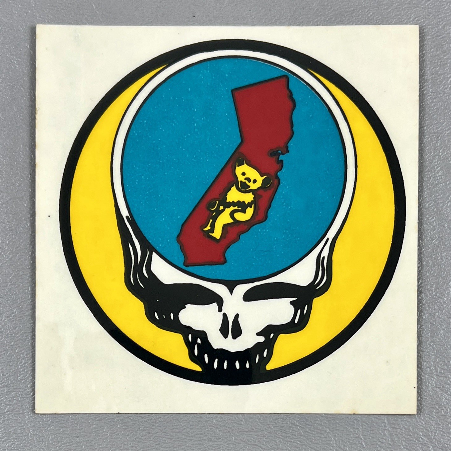 Vintage 90s Grateful Dead Steal Your Face 3.5” Sticker Bear Skull California