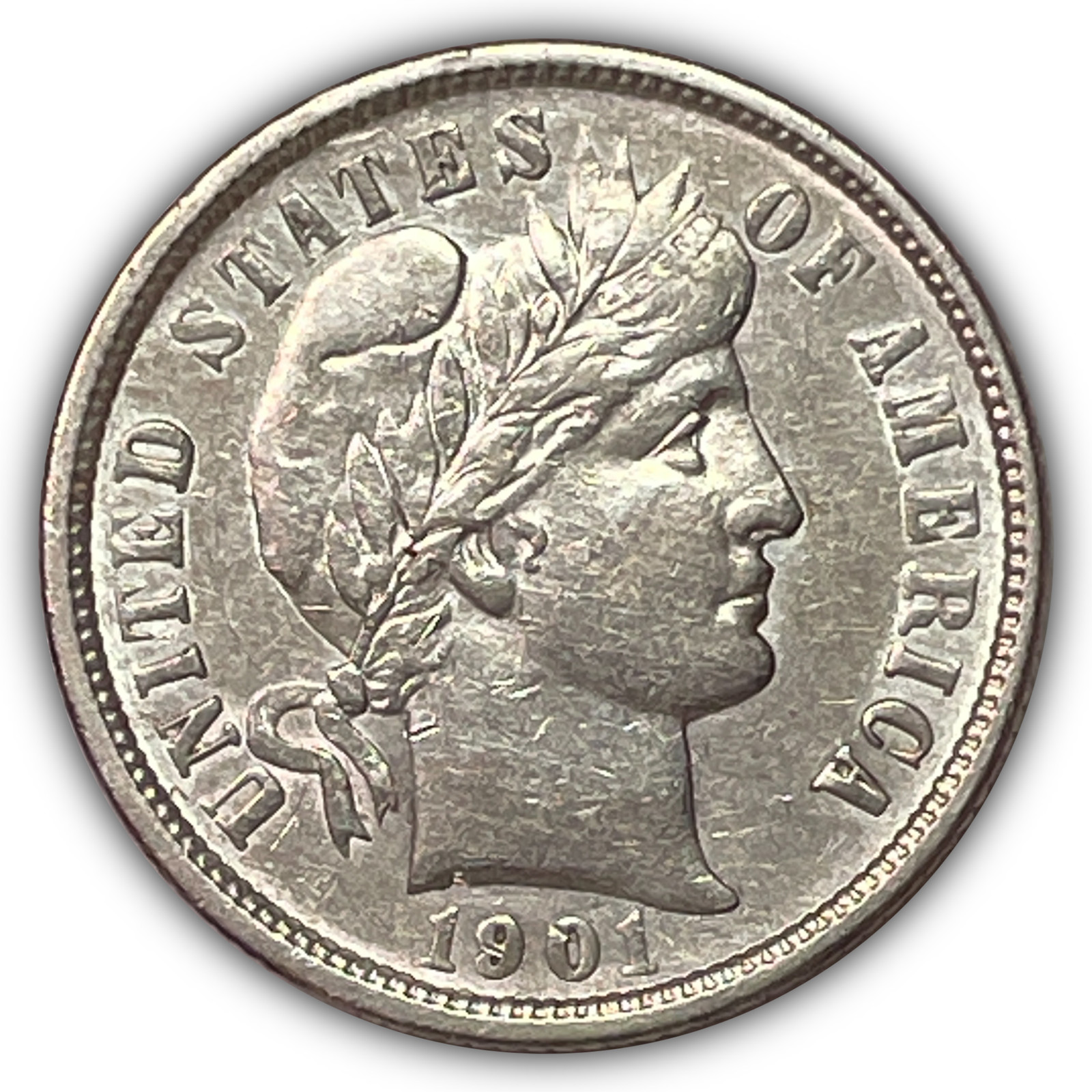 1901-O Barber Dime Silver Almost Uncirculated AU Coin #26871