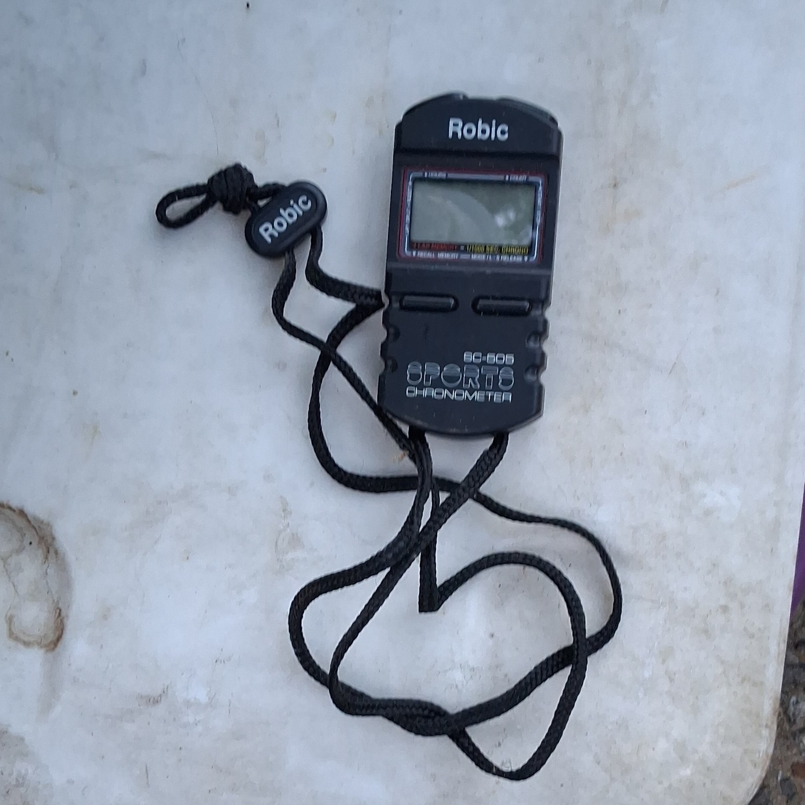 Robic Sports SC-505 Digital Stopwatch Timer Chronograph Black w/ Lanyard