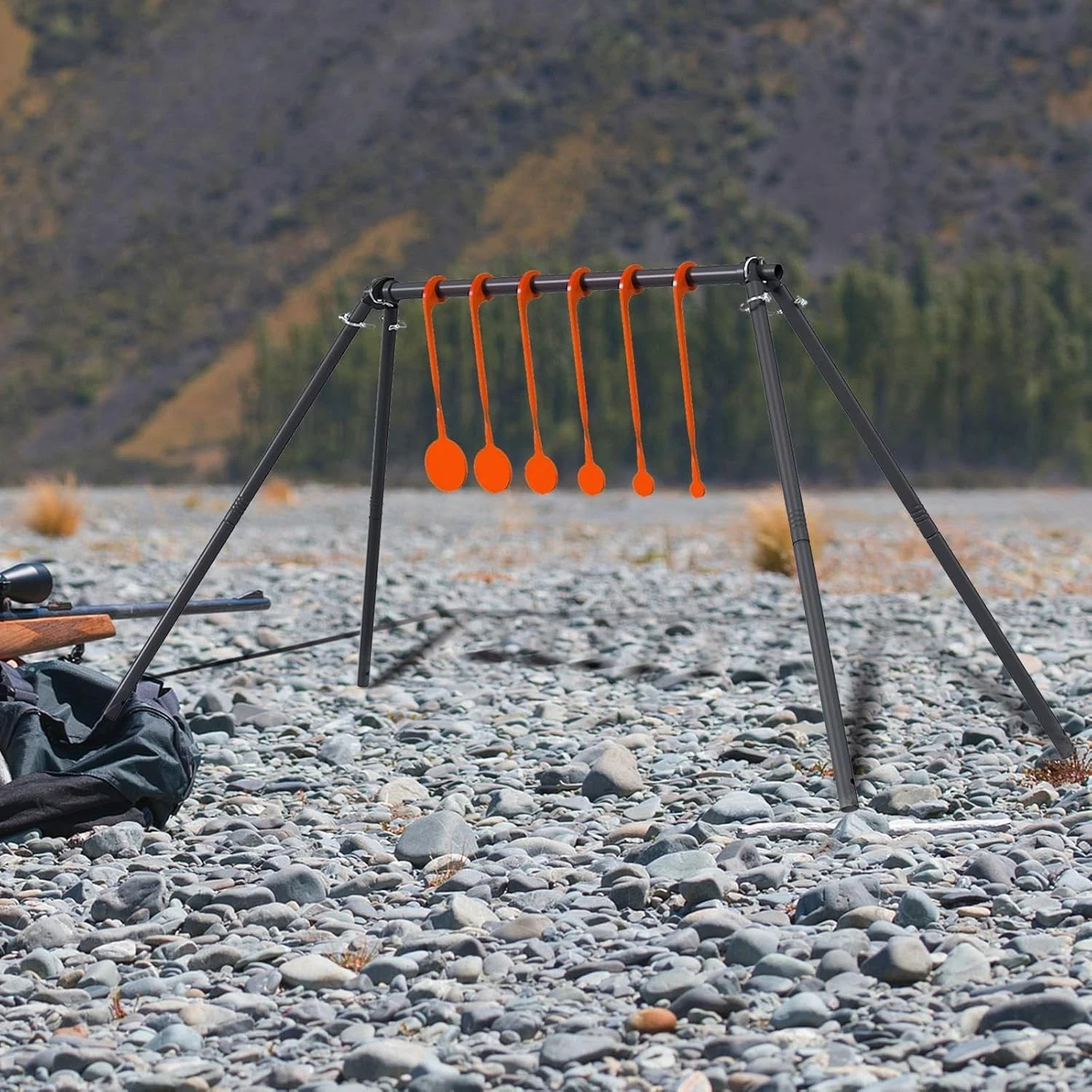 AR500 Steel Target Stand System Kit, 1/4” Thick 6 Spinning Targets, Suitable for