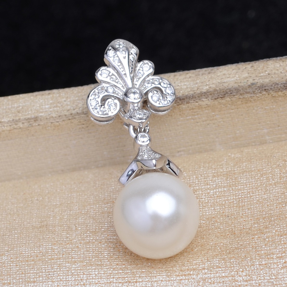 Vintage Sterling Silver Empty Pearl Mount Pendant Setting for Jewelry Making