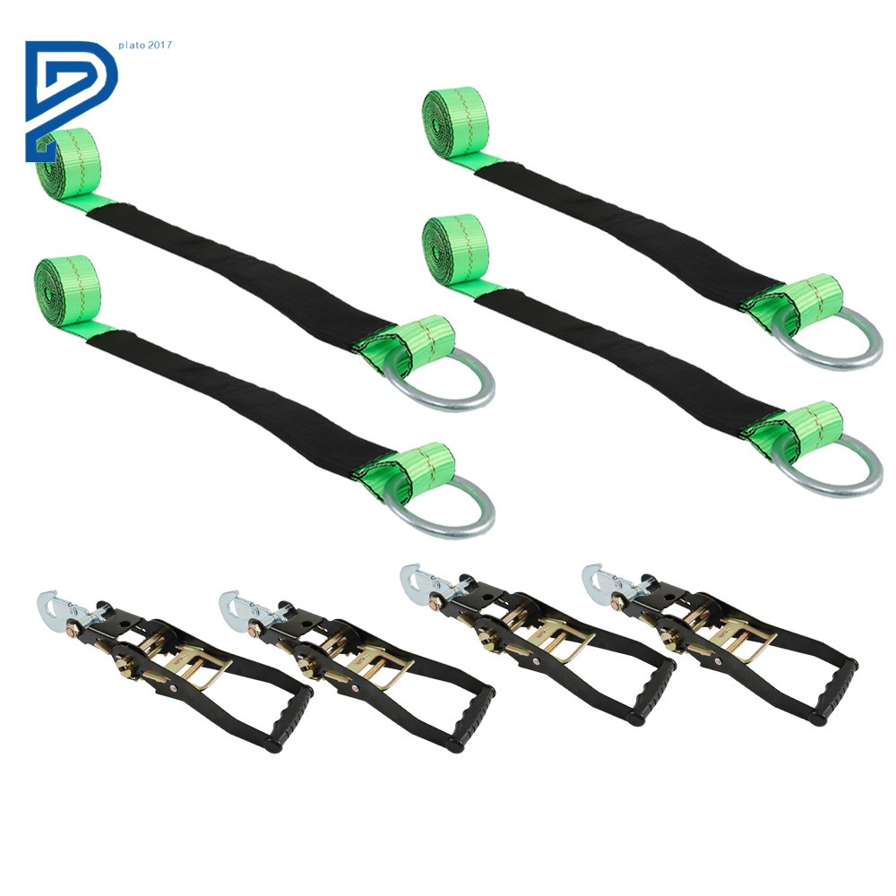 4 Pack Car Tie Down with Snap Hooks Lasso Style 2 Inch x 96 Inch