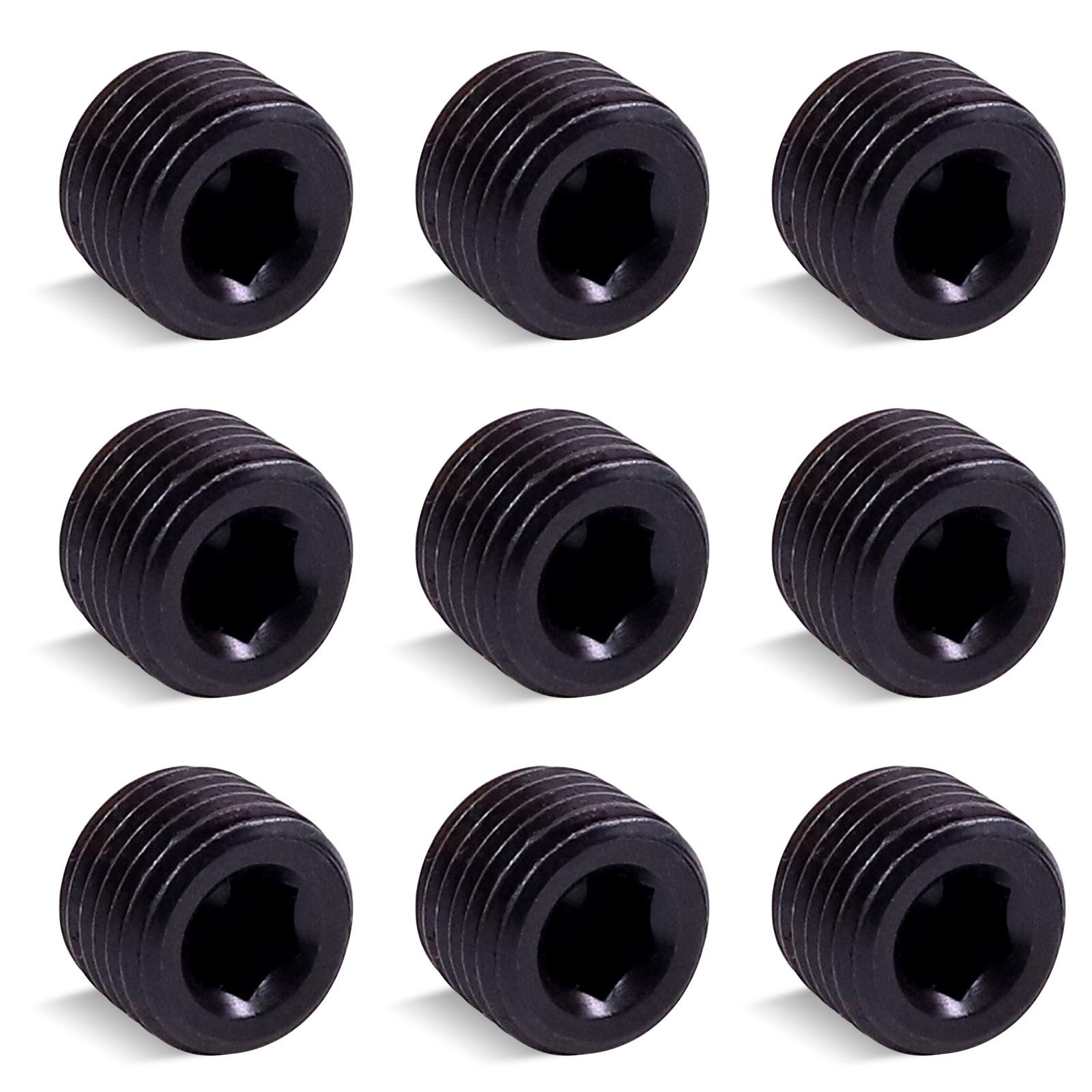 Mardatt 10pc 1/4" NPT Carbon Steel Pipe Plug Set - Male Thread Internal Allen...