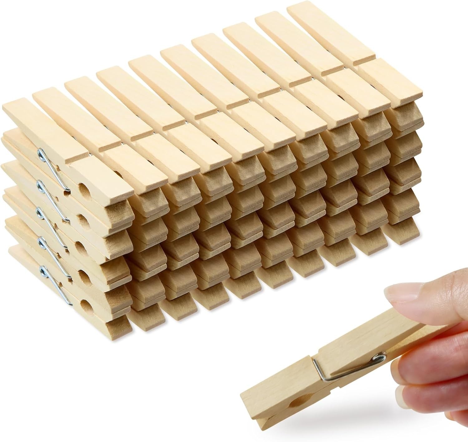 50 Count Wooden Clothespins - Natural Style, 2-7/8" for Laundry & Crafts