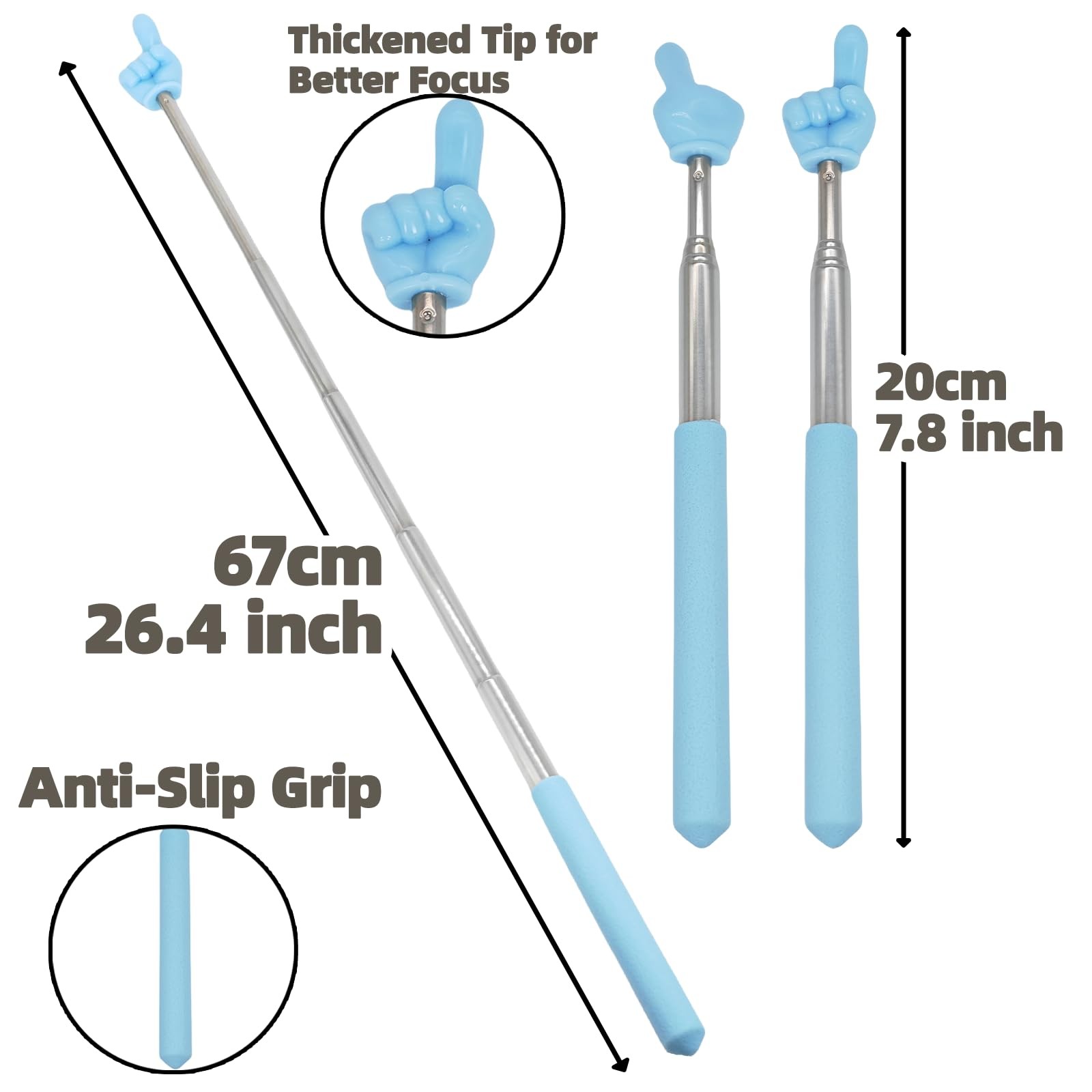 4 PCS Telescopic Pointer Stick - Retractable Teacher Pointer for Classroom, E...
