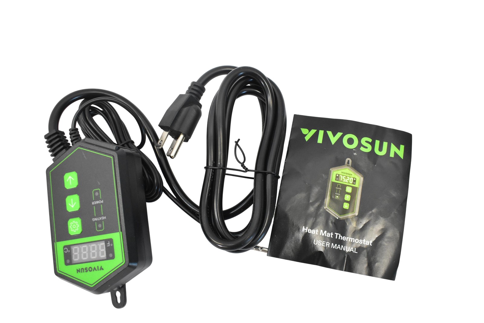 VIVOSUN TS2 Heat Mat Thermostat Black Corded 110V Digital Adjustable Wall Mount