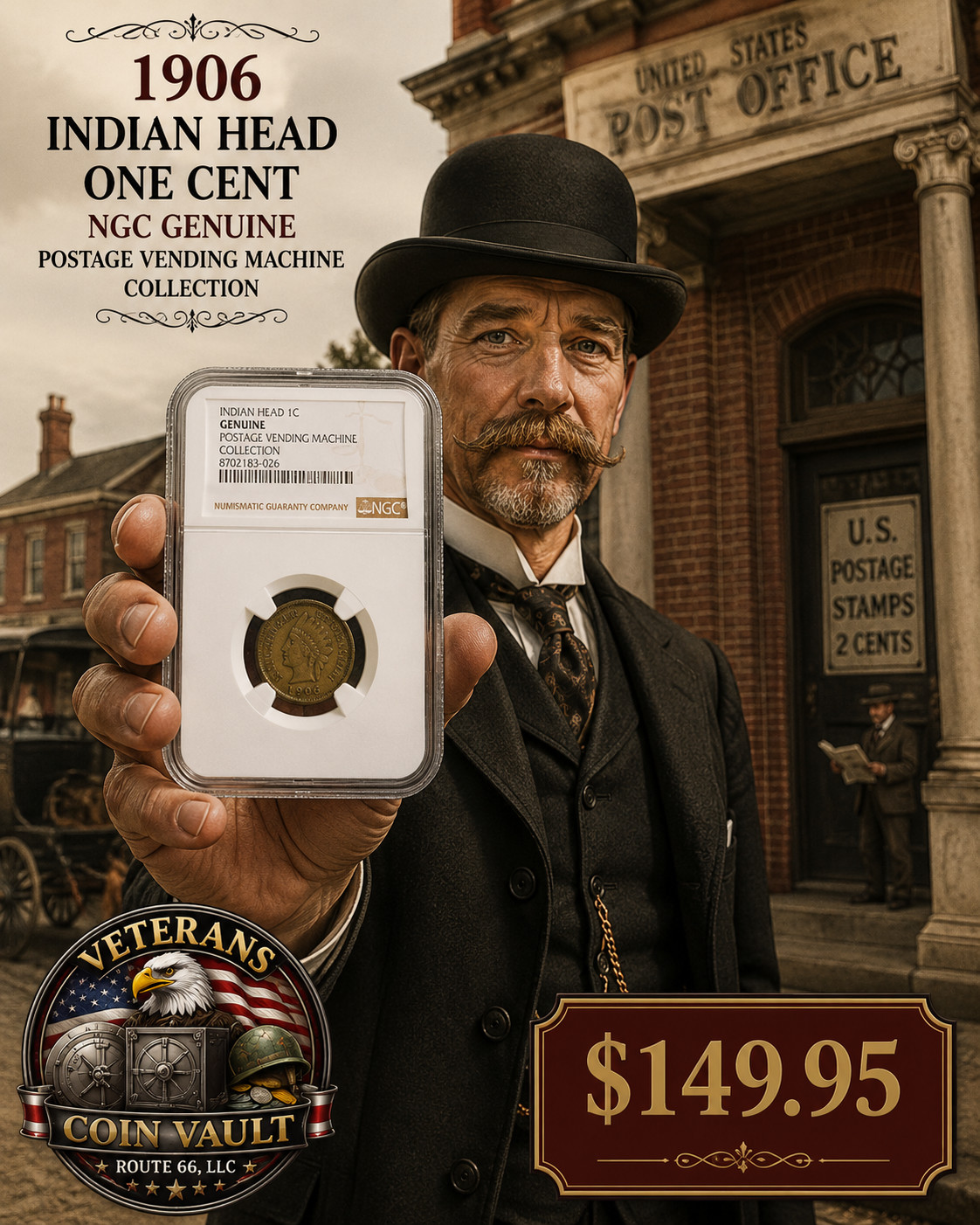1906 Indian Head Cent – NGC Genuine Postage Vending Machine Collection –