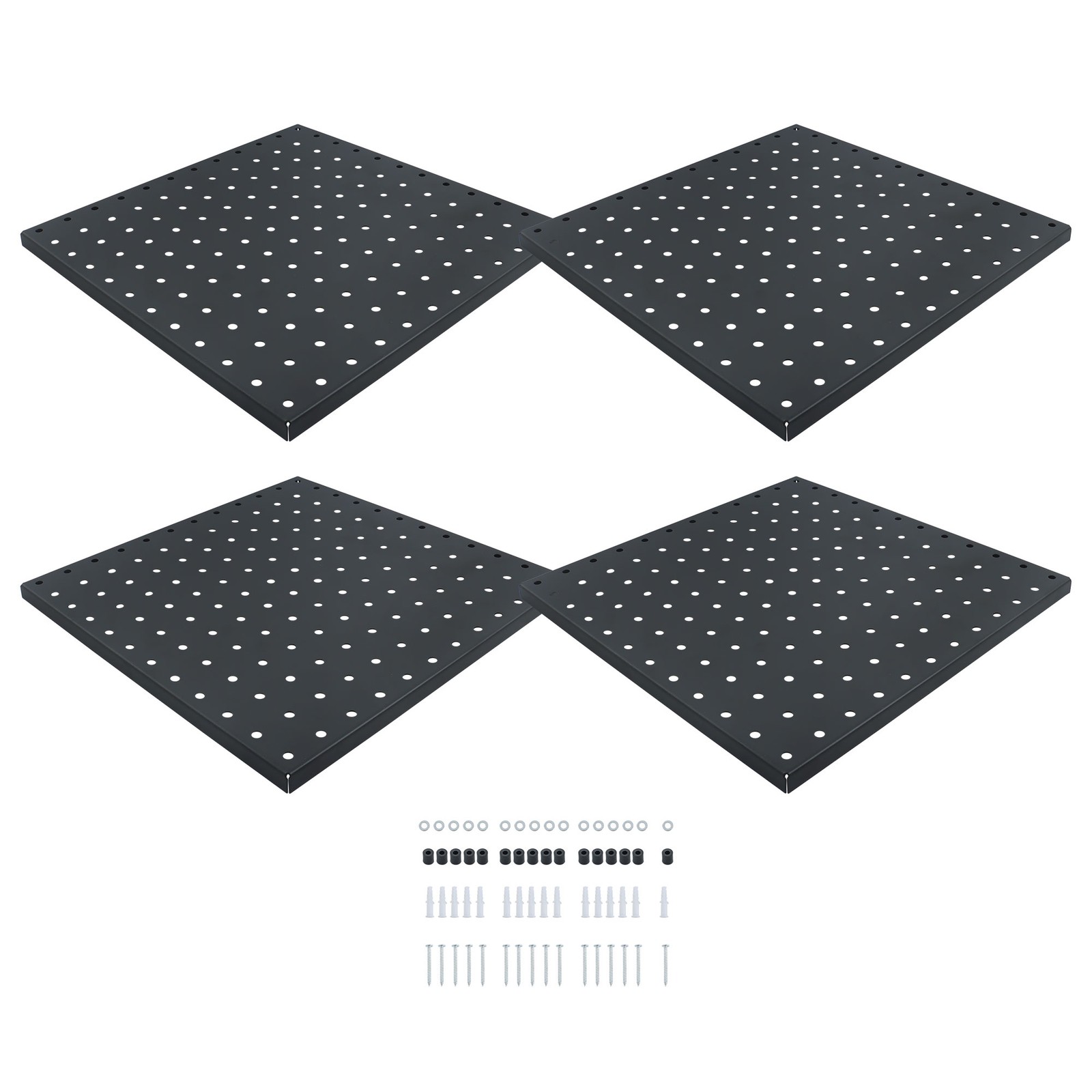 4 Pcs Metal Pegboards Peg Boards Wall Organizer Panel Storage Hanger Tool Black