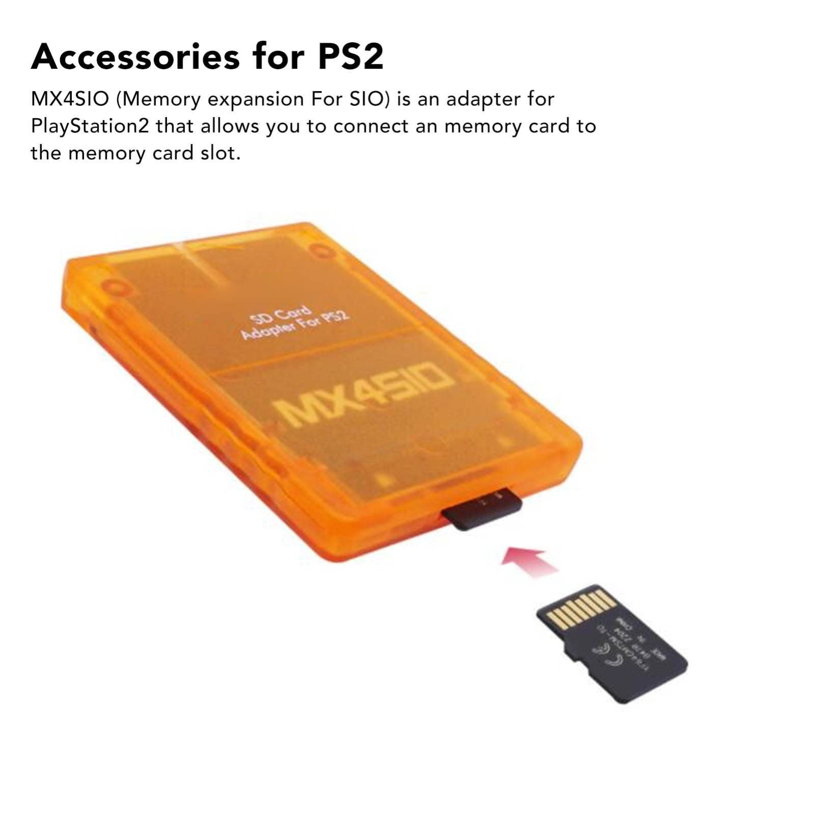 SD Card Adapter for PS2 - Memory Card Expansion, SIO Replacement Reader, Orange