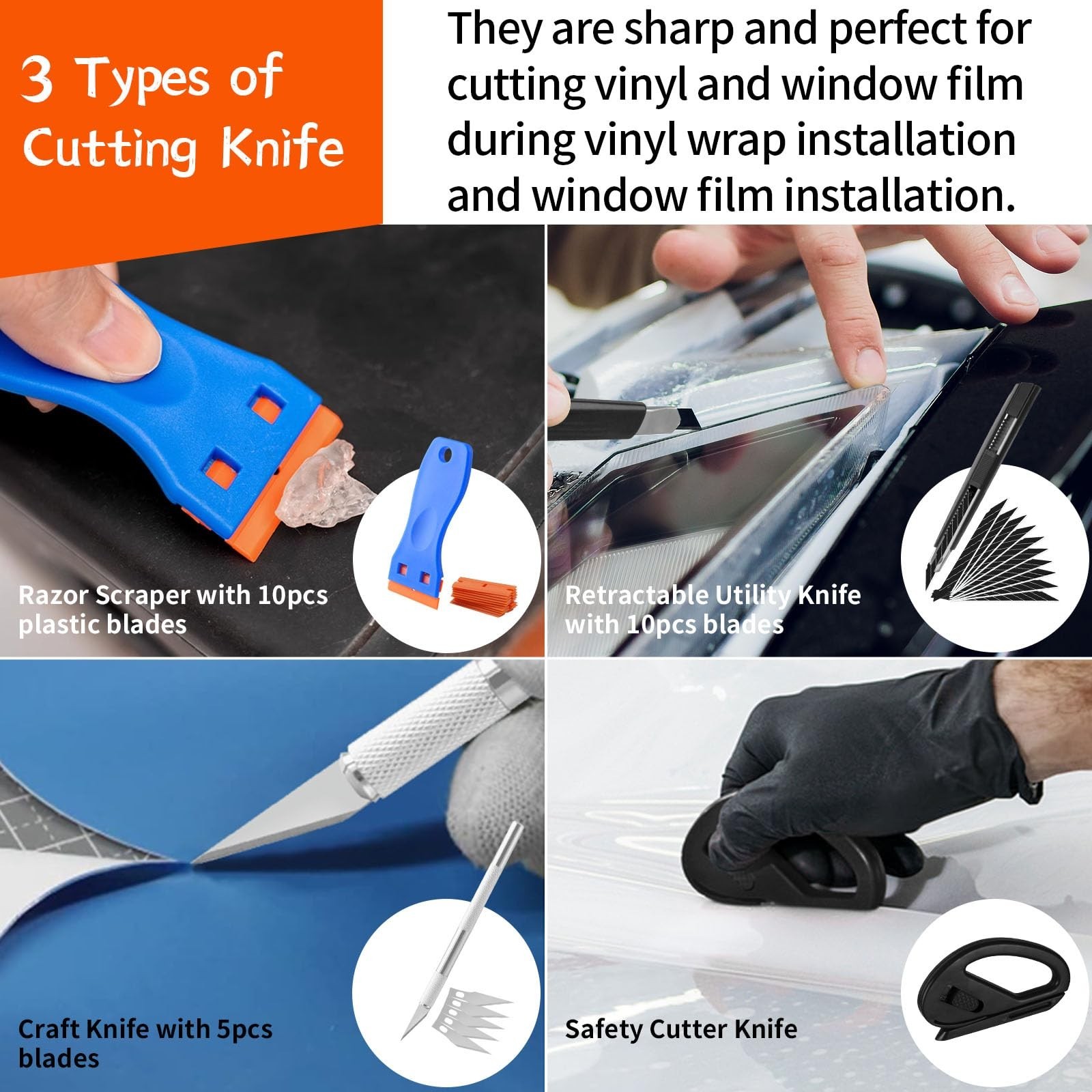 Car Window Tint Tools Kit Vinyl Wrap Tool Car Windshield Back Window Tinting ...