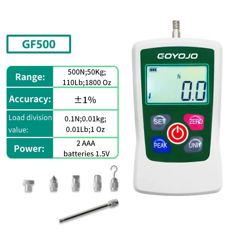 Digital Force Gauge 500N Plastic Tension Compression Testing Tension Meter GF500