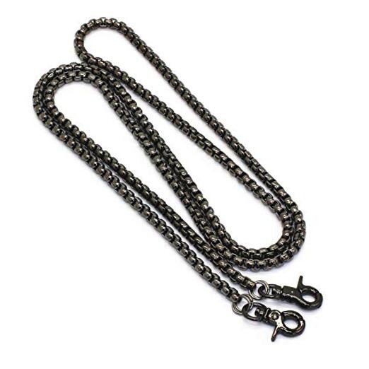 Iron Box Chain Strap Handbag Chains Purse Chain Straps Shoulder 47" Gun-black