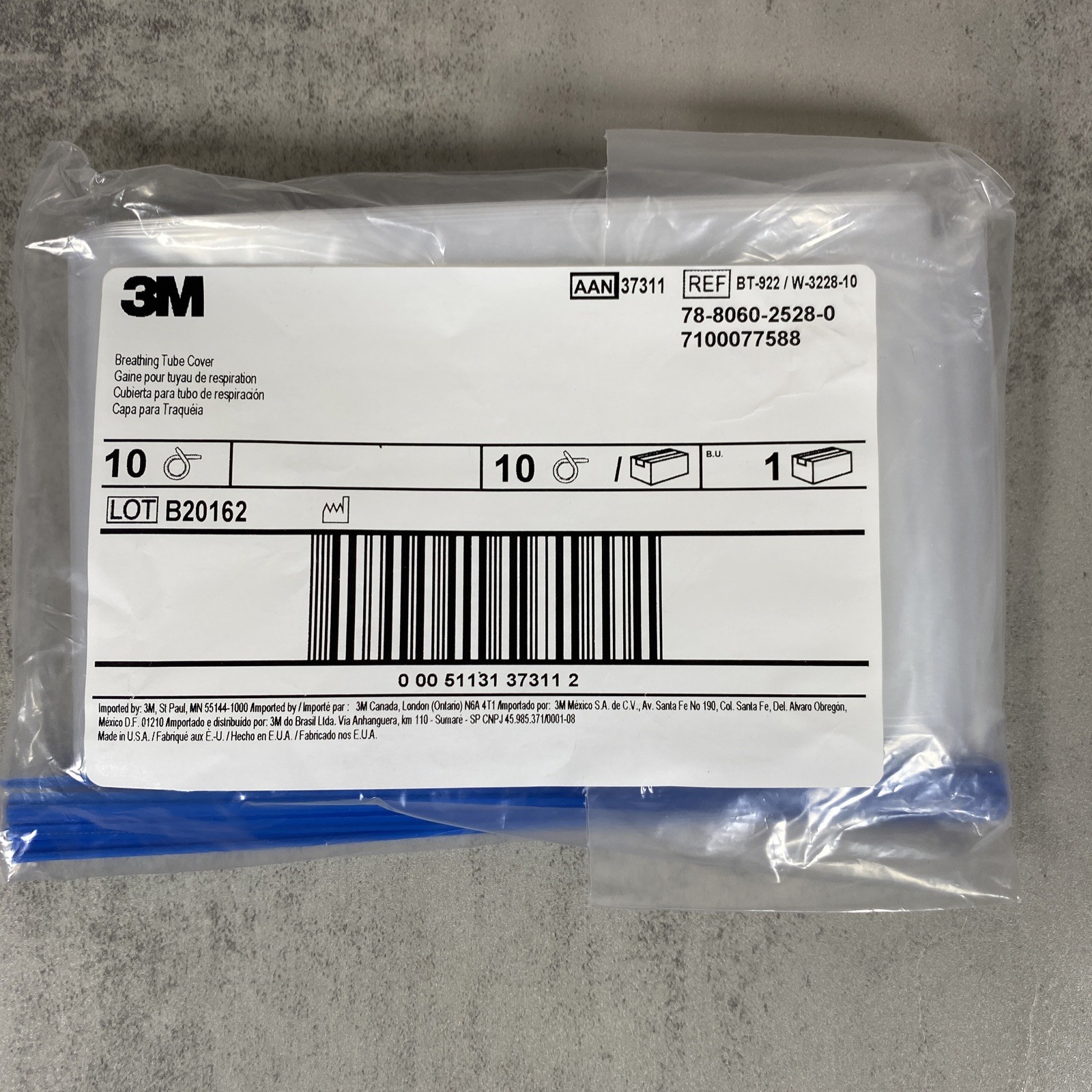 3M  BT-922 W-3228-10 Versaflo Breathing Tube Cover - 10 Count Package