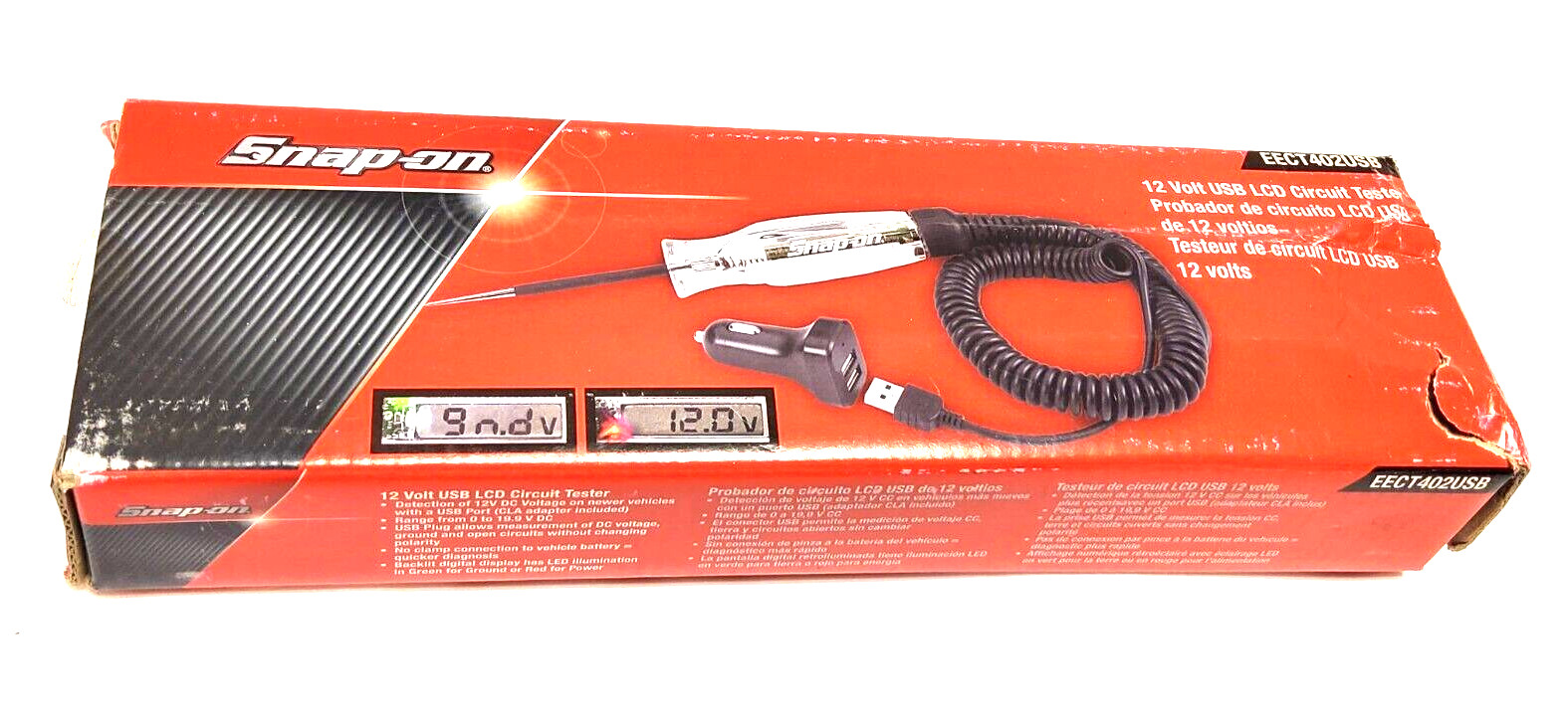 New Snap-on™ EECT402USB 12 V Digital Display Circuit Tester with USB Plug