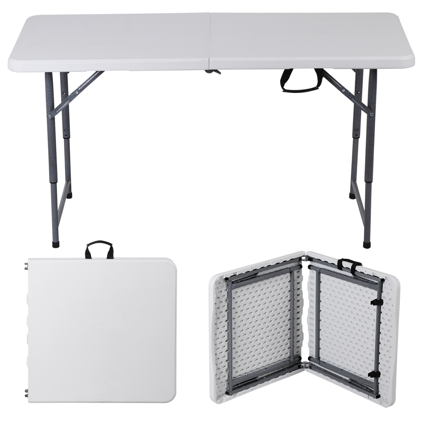 4FT Folding Table Heavy Duty Plastic Foldable Table Banquet Table Fold-in-Half