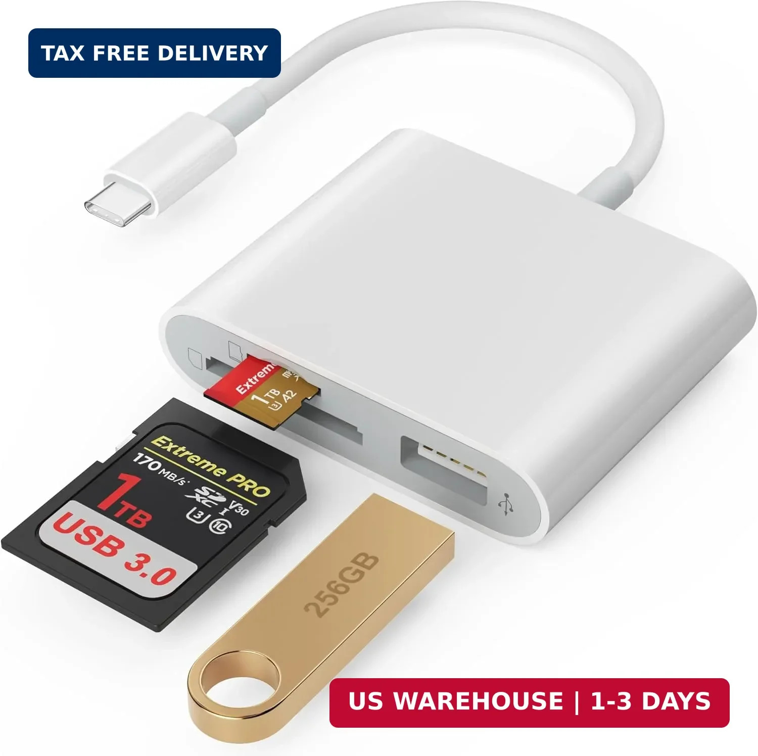 SD Card Reader, USB 3.0 Type C High Speed to SD/TF Card Adapter for iPhone 17/16