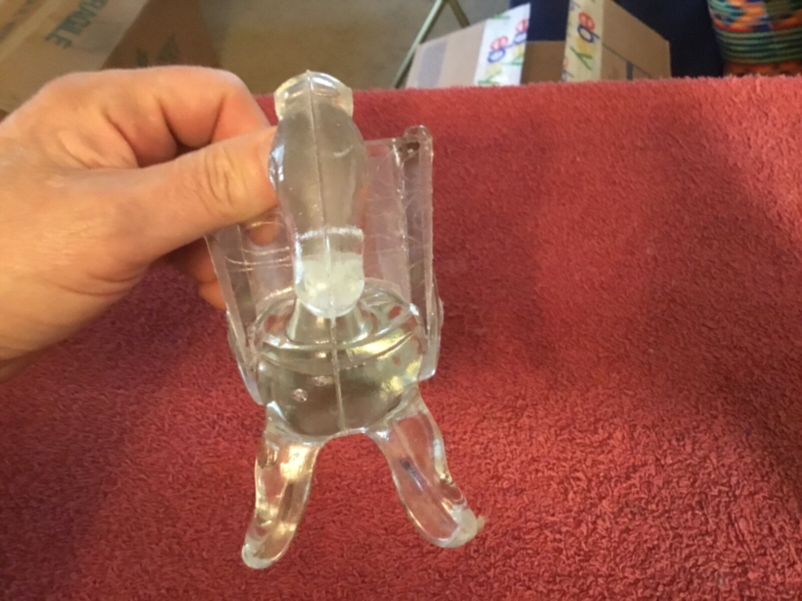 Larger Clear Glass Heavy Donkey Pulling a Wagon Planter