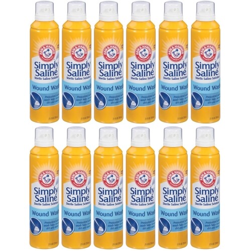 12 Pack -  Arm & Hammer Simply Saline Wound Wash 7.4 Ounce