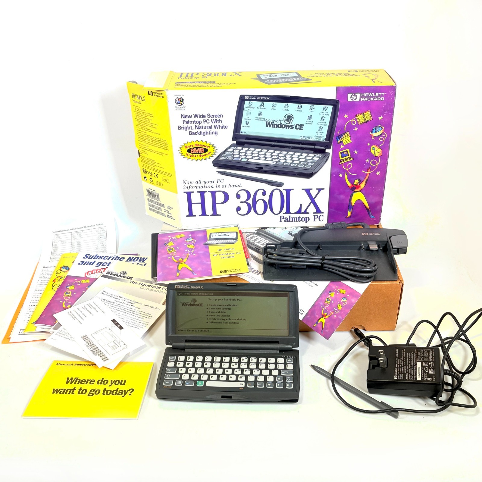 Hewlett-Packard HP 360LX Palmtop Computer Complete CIB Tested/Working Nice