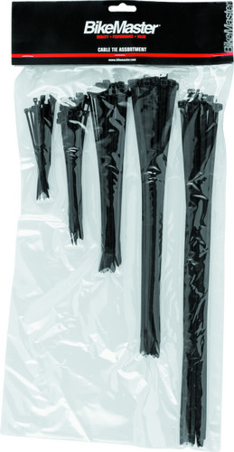BikeMaster 151677 Assorted Cable Ties (Pack of 100) - Black