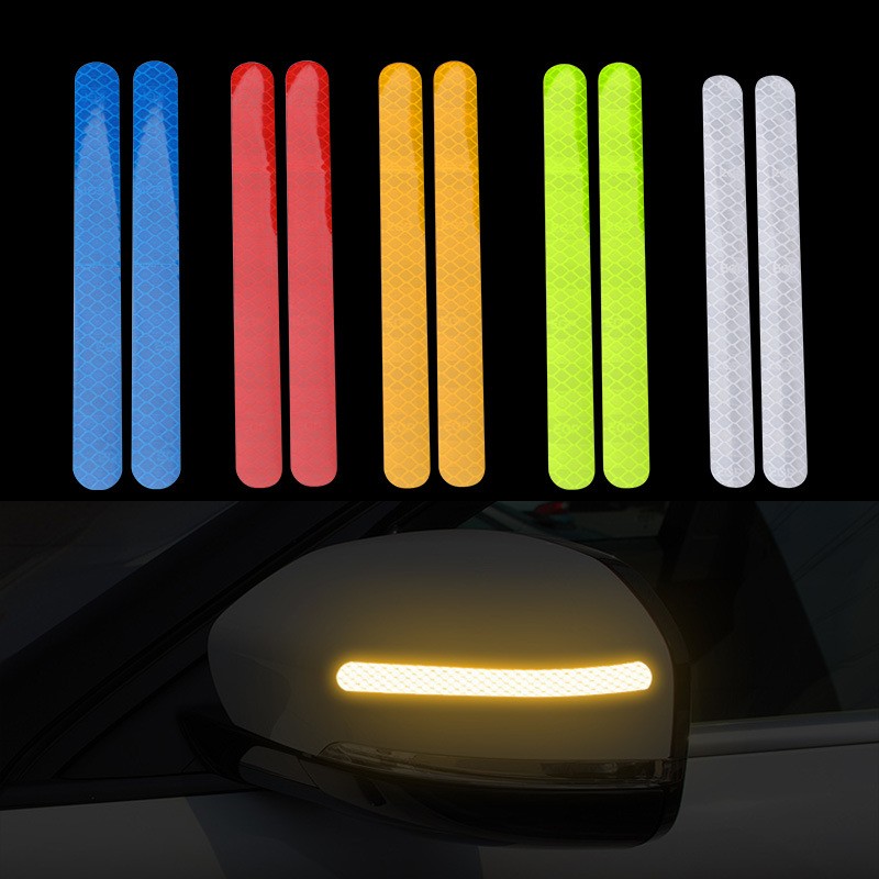 2x Reflector Decal Warning Stickers Car Rearview Mirror Reflective Strip Safety