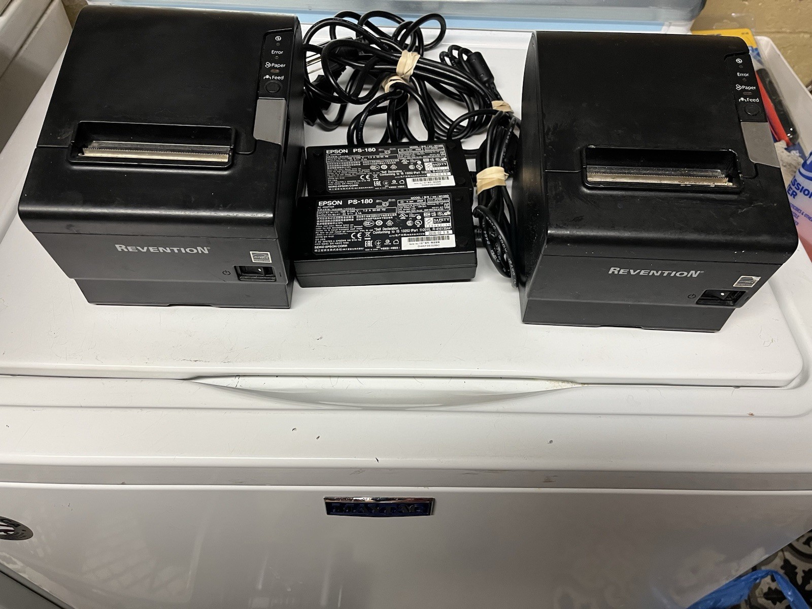 LOT OF 2 Epson TM-T88V M244A ReventioN Thermal Receipt Printer USB RS-232 TESTED