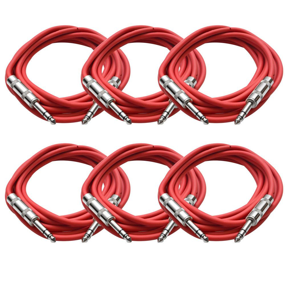 SATRX-10 6 Pack Red 10 Ft TRS Patch Cables