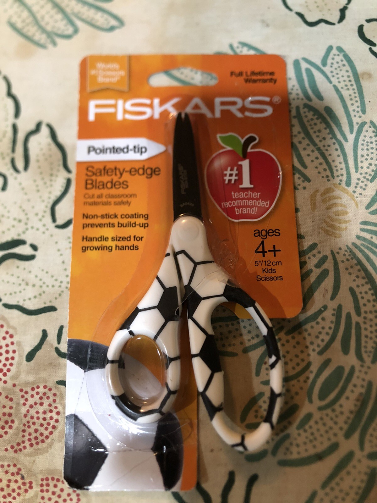 Fiskars SOCCER Design 5" Kids Scissors with Pointed Tip
