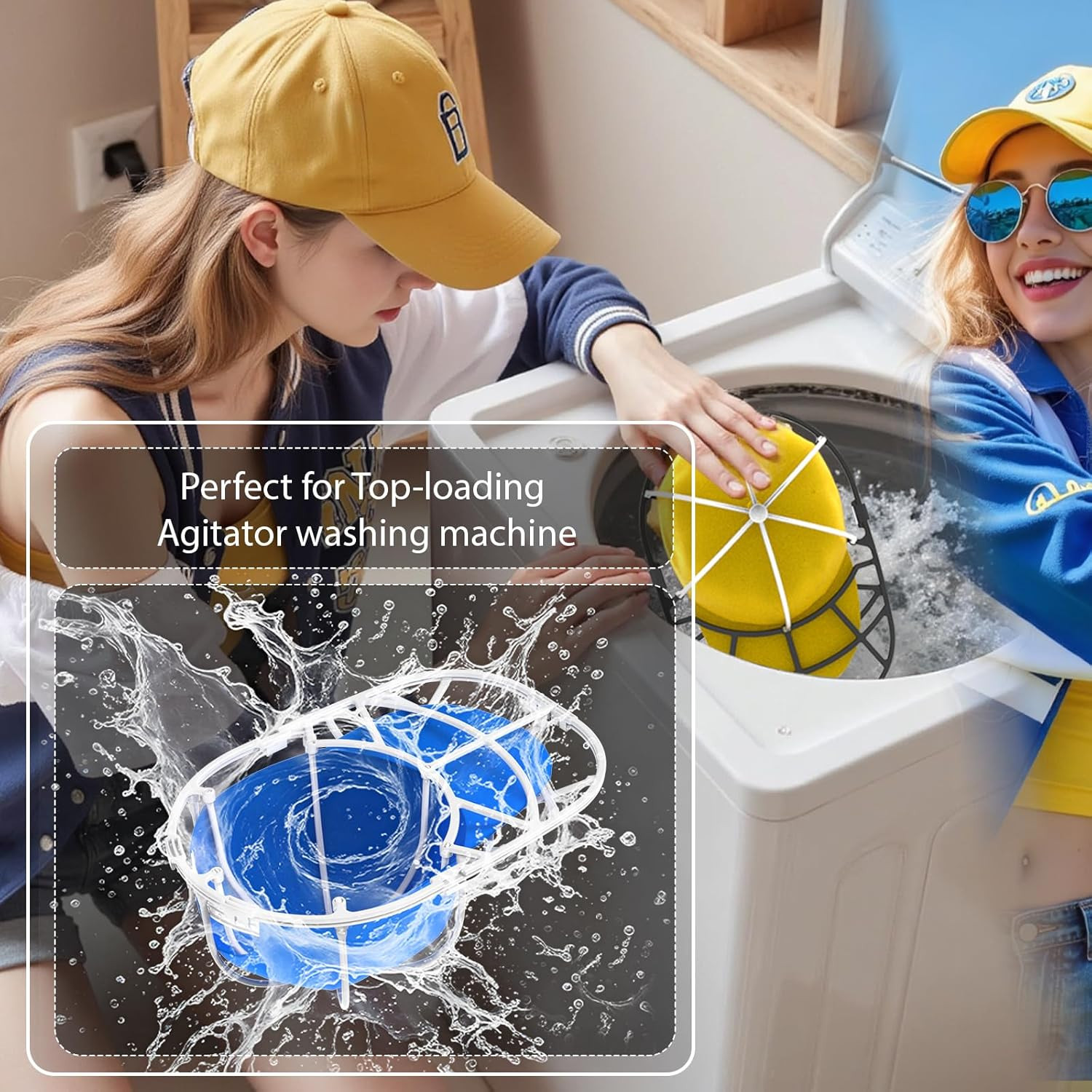 Hat Washer Cage for Washing Machine - Baseball Cap Cleaner Rack, Ball Cap Washin