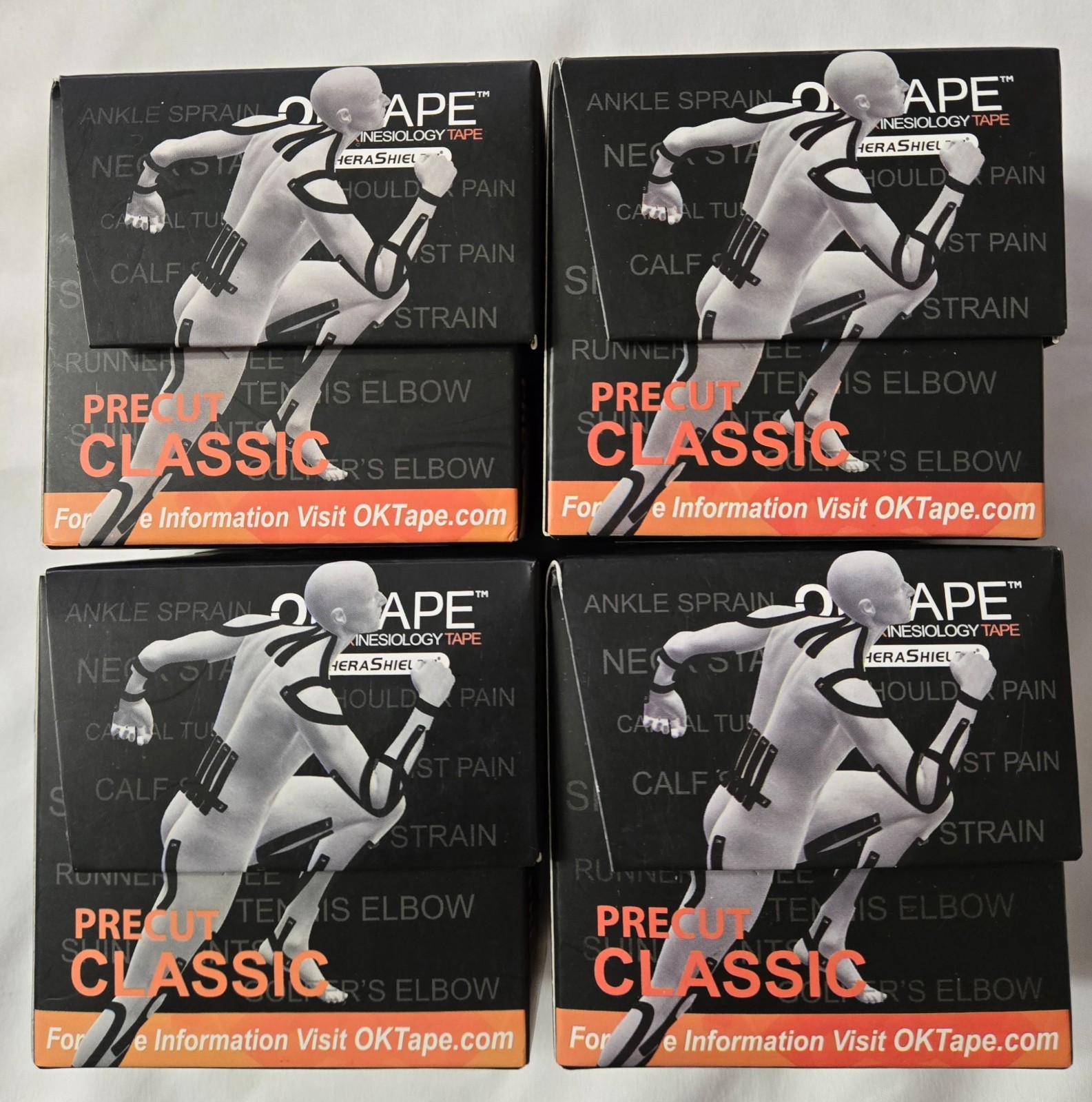 Lot of 4-OK Tape Precut Classic Kinesiology Tape-2in x 16.4 ft-Exp 2027