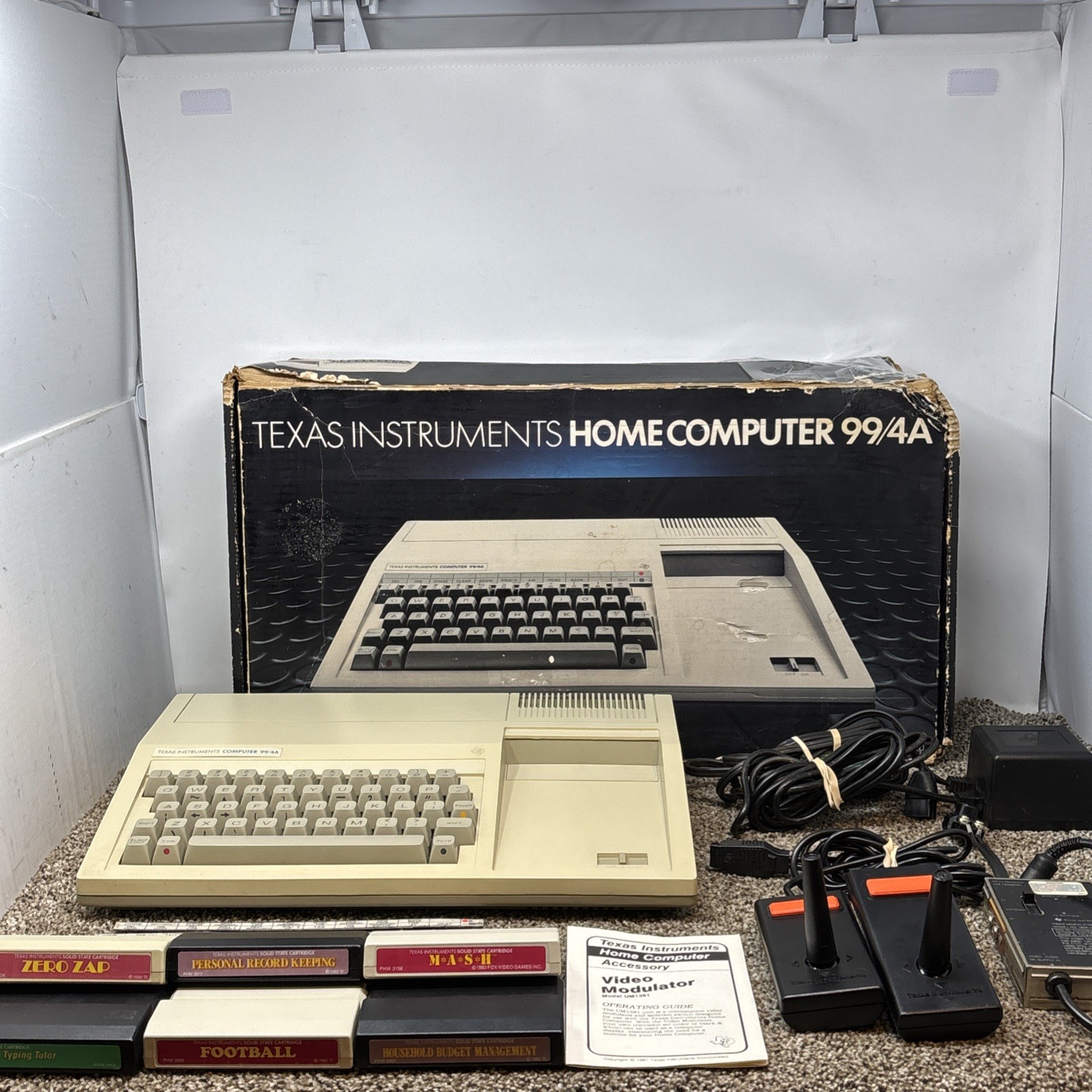 Texas Instruments TI-99/4A  Home Computer In Box TESTED W Cables And Joysticks