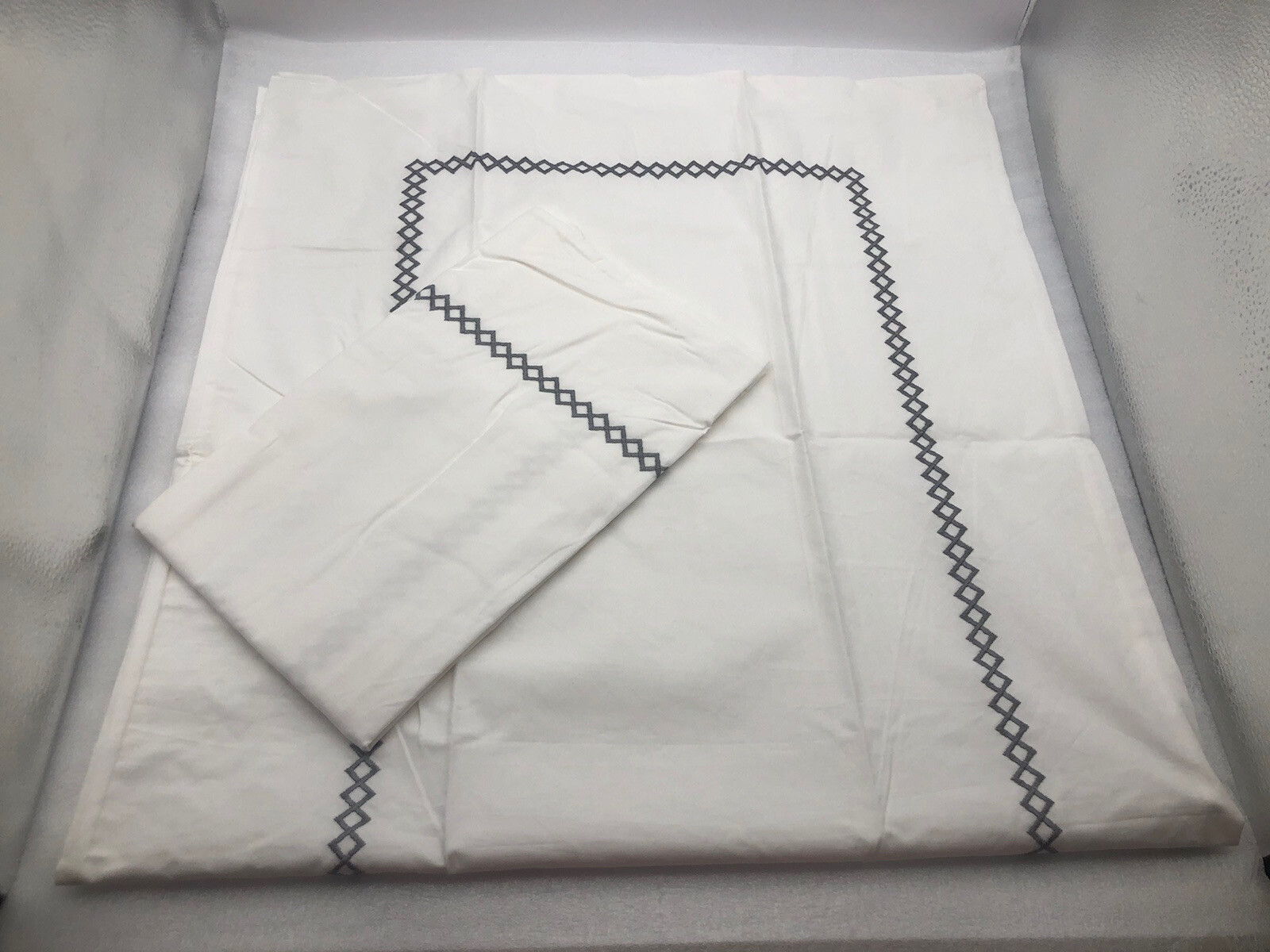 Embroidered oversized King Pillowcase 53X115cm 2pcs White By Rivolta Please READ