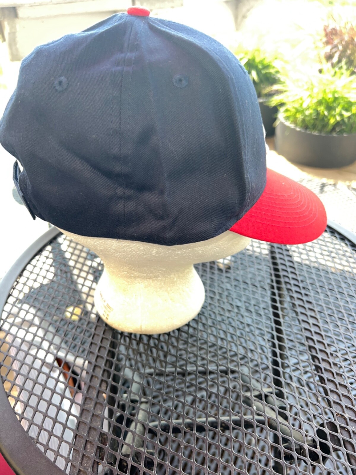 Atlanta Braves Blue Hat Cap with White Script A Red Bill Hook Loop EUC