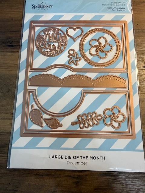 Spellbinders Large Die of the Month December 2018 MANY THANKS GATEFOLD