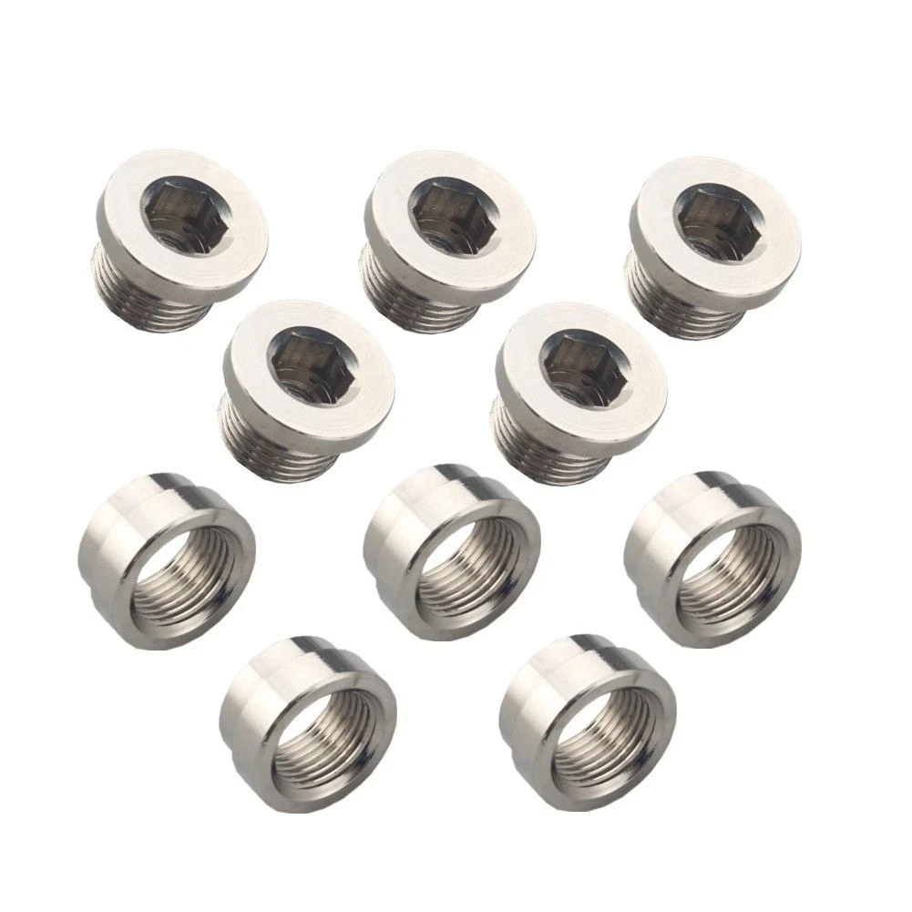 JGR O2 Oxygen Sensor Stepped Weld Bungs (5 Bungs/5 Plugs) M18 5 Bungs+5 Plugs