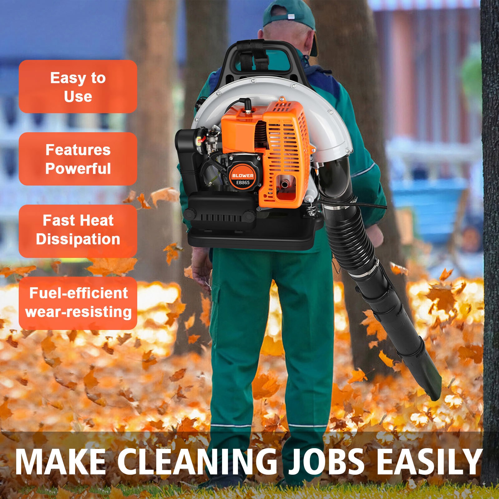 ✅2026 New 63CC 2-Stroke Backpack Gas Leaf Blower 665CFM 3HP Lawn Grass Blower