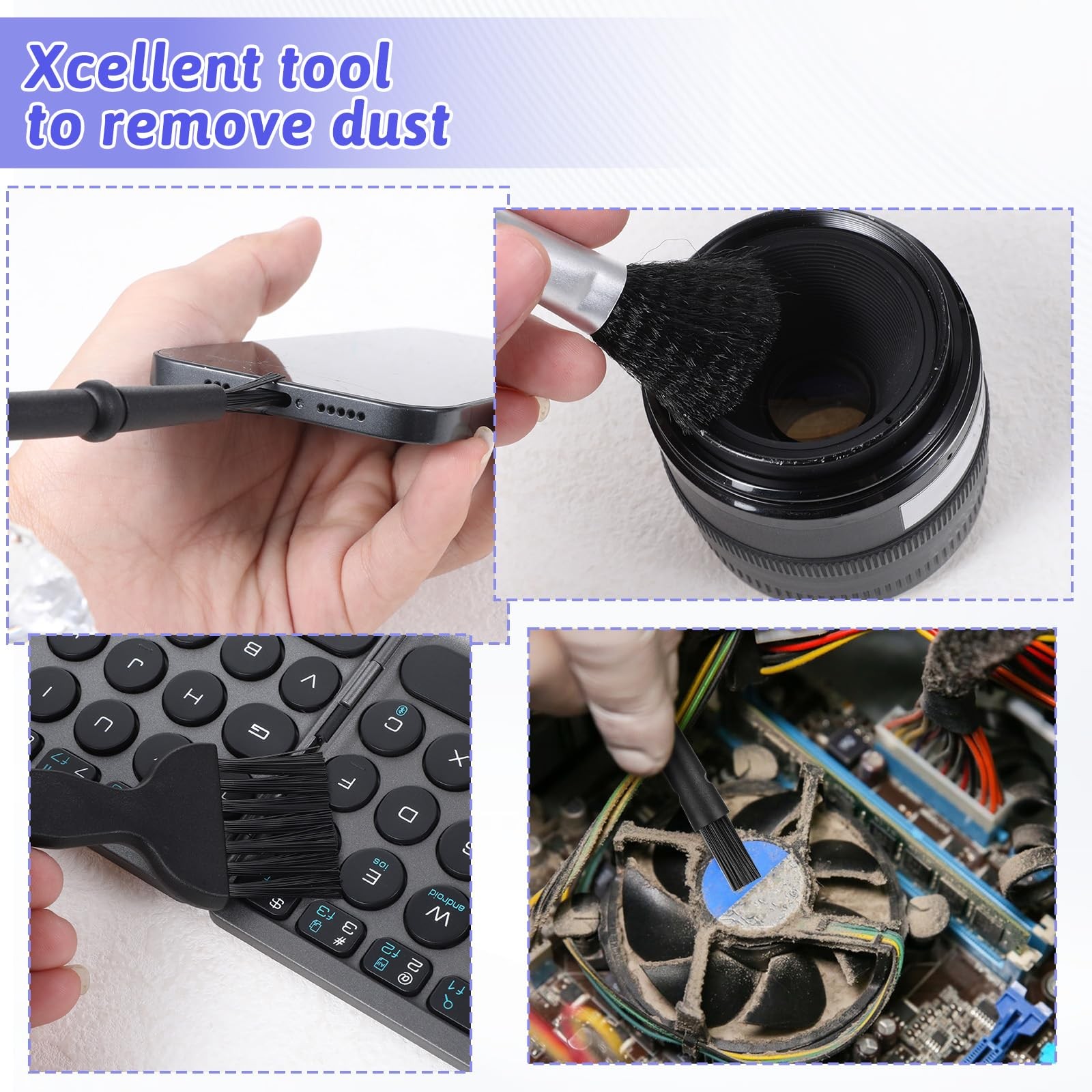 Mini Keyboard Cleaning Brushes Kit, 5 PCS Nylon Anti Static Dusting Brush, El...