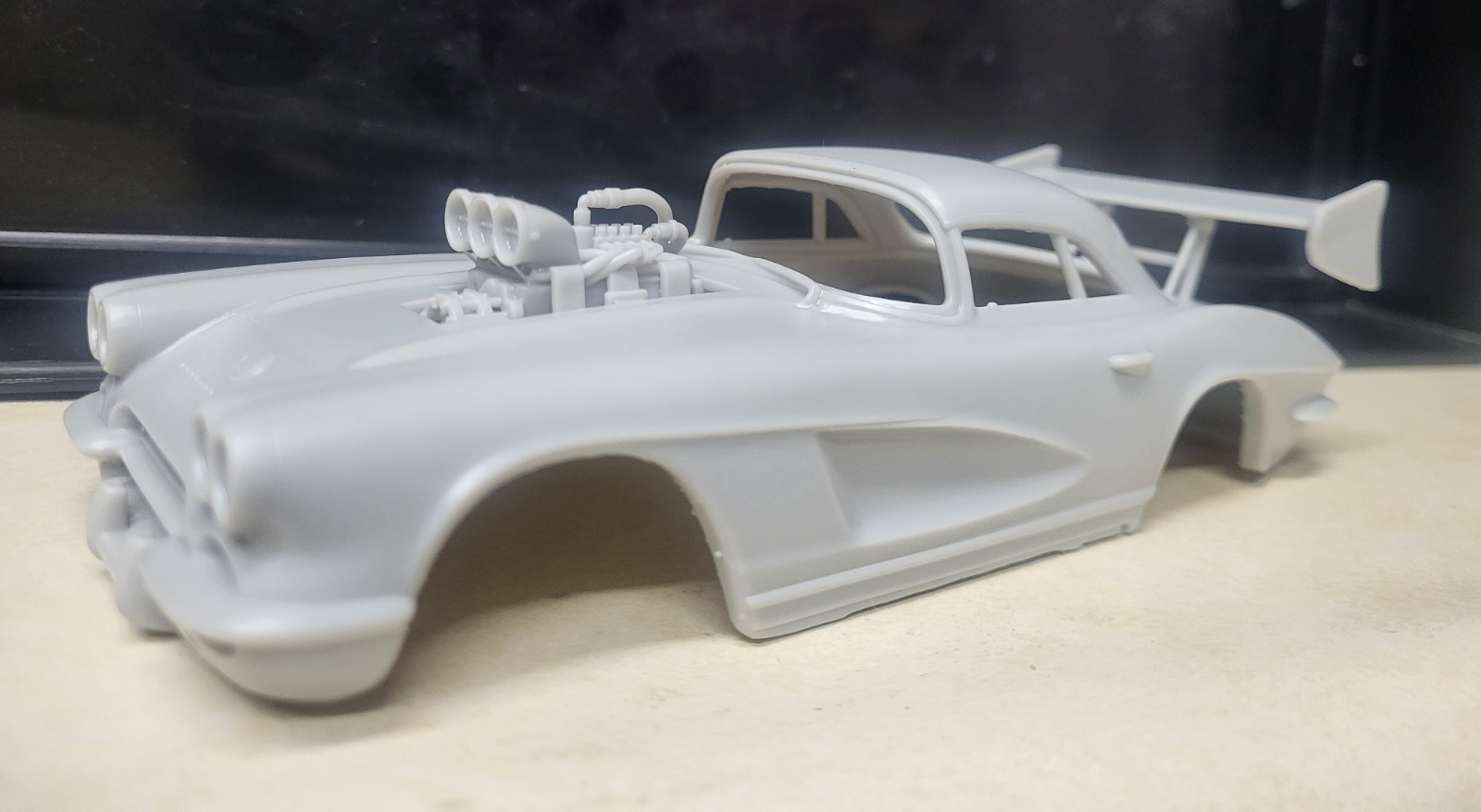 1/24 scale resin 3d printed Blown 1962 Chevy Corvette drag body model slot car
