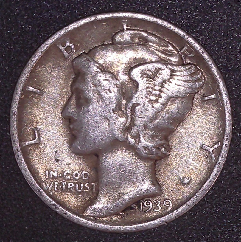 1939-D Mercury Winged Liberty .10c Dime 90% SILVER Denver Mint