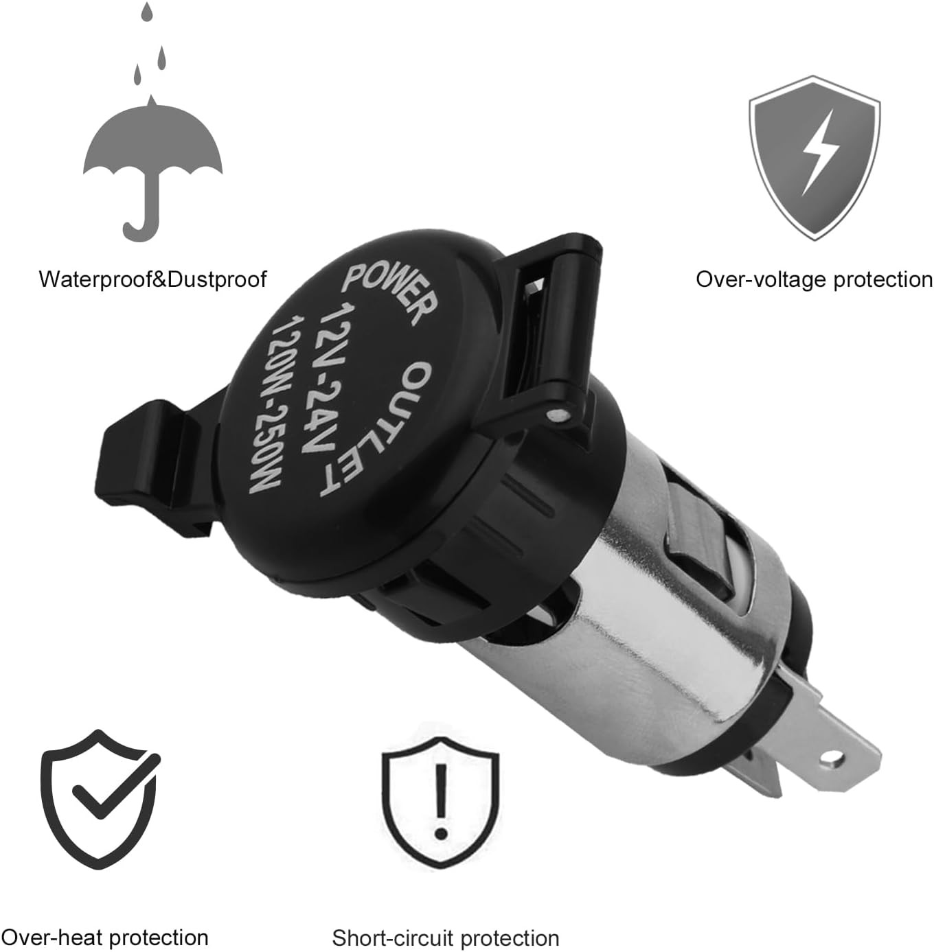 Cigarette Lighter Socket, DC 12V Car Lighter,12 Volt Female Power 3