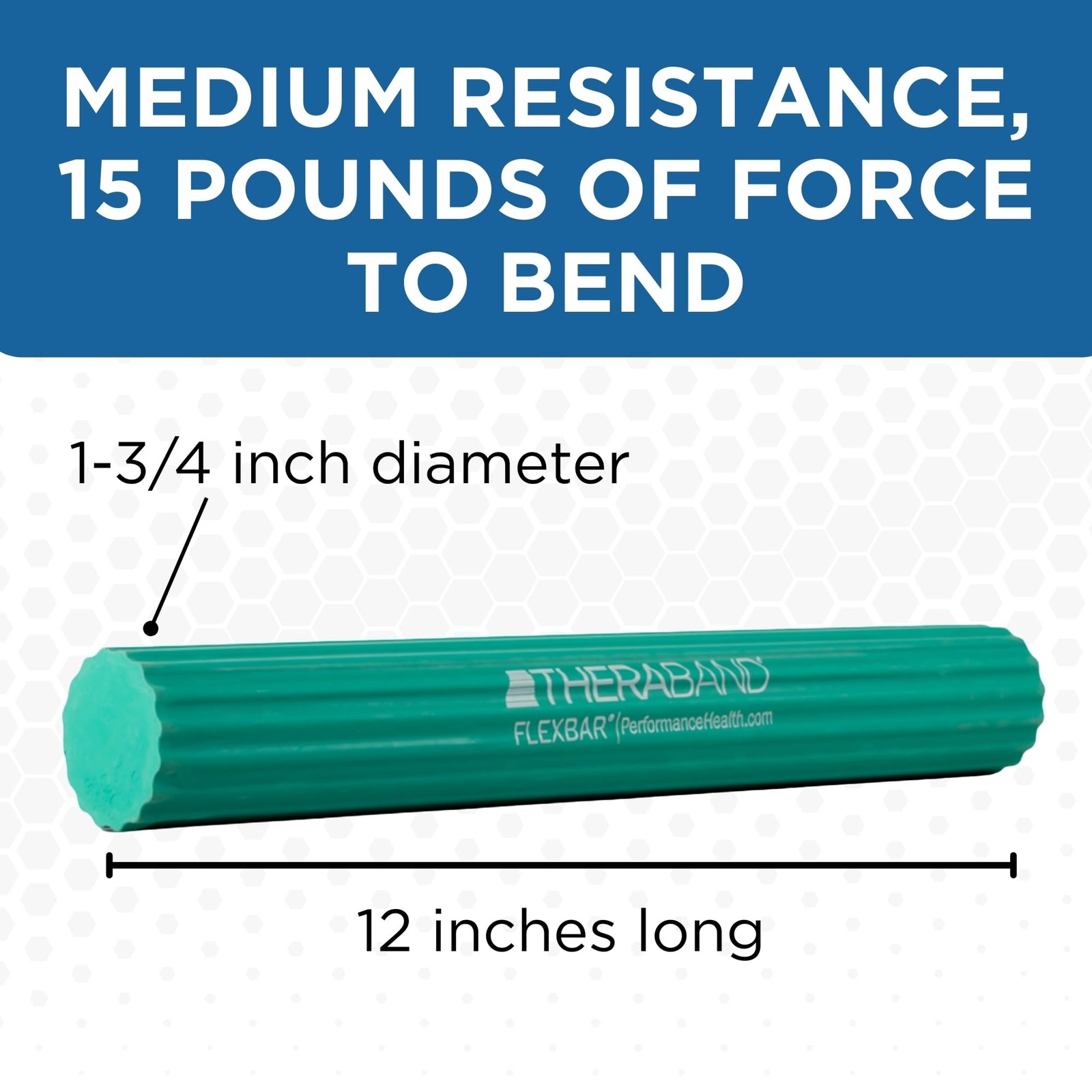 THERABAND FlexBar, Flex Bar, Physical Therapy, Tennis Medium, Green - Medium