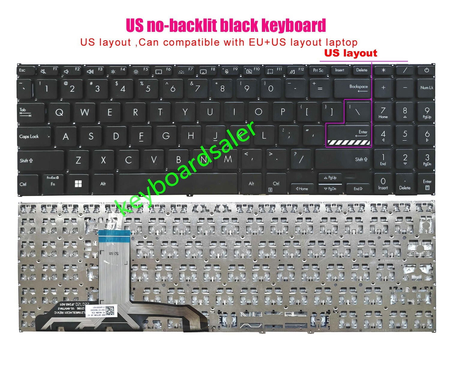 US black No-backlit Keyboard for Asus X1504 F1504 X1505 M1505 F1505 X1602 X1603